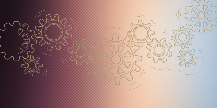 drawn gears on metallic background