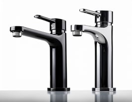 image of dark black and polished chrome faucets