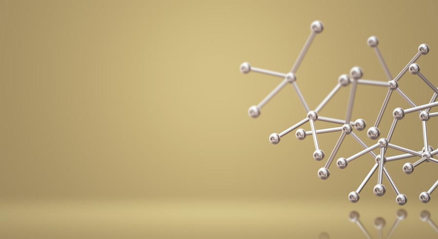 pvd and cvd coating processes represented by metallic molecules on gold background